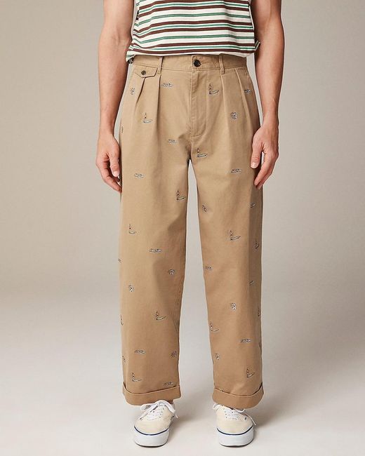 J.Crew Natural Beams Plus X Relaxed-Fit Pleated Chino Pant With Surfer Embroidery for men