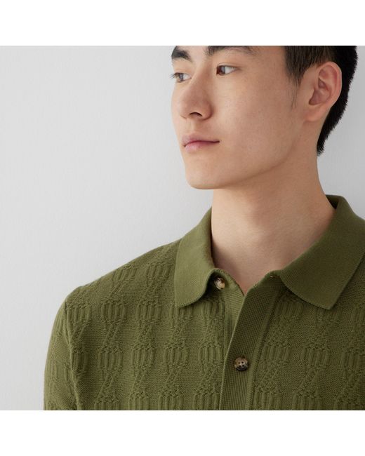 J.Crew Short-sleeve Cotton Polo Cardigan Sweater In Geometric Cable-knit in  Green for Men | Lyst