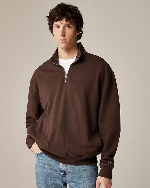 J.Crew Brown Relaxed-Fit Lightweight French Terry Quarter-Zip Sweatshirt for men