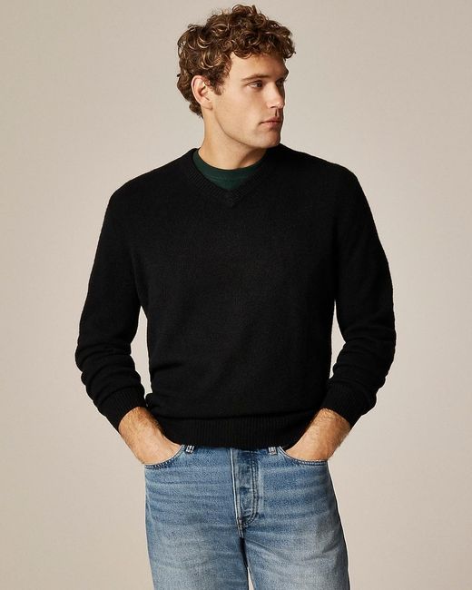 J.Crew Black Relaxed Midweight Cashmere V-Neck Sweater for men