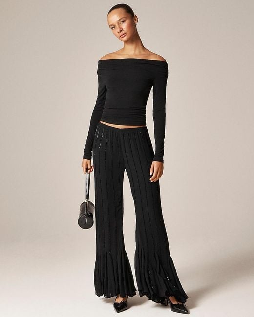 J.Crew Black Collection Beaded Cosmo Pant With Flounce Hem