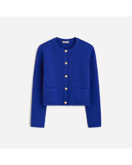 J.Crew Blue Emilie Sweater Lady Jacket With Contrast Trim