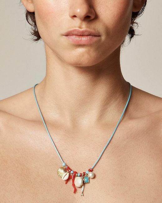 J.Crew Natural Beaded Nautical Charm Necklace