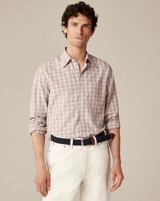 Men's Natural Secret Wash Cotton Poplin Shirt With Point Collar