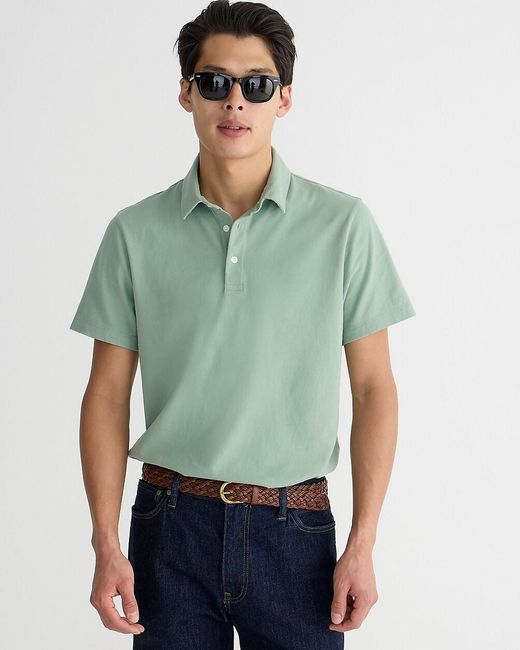 J.Crew Green Sueded Cotton Polo Shirt for men