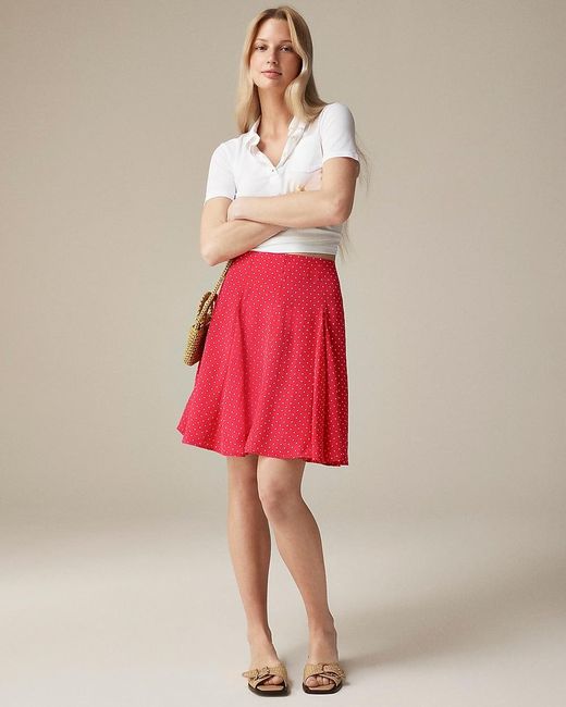 J.Crew Red Godet Knee-Length Skirt