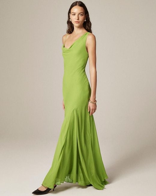 J.Crew Green Collection Asymmetrical Cowlneck Dress