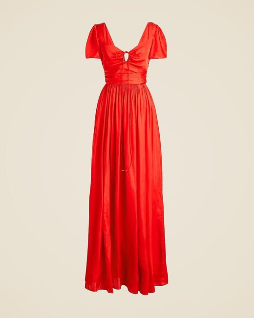 J.Crew Red Collection Flutter-Sleeve Maxi Dress