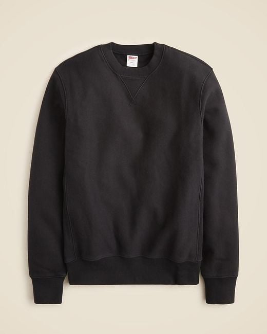 J.Crew Black Heritage 14 Oz. Fleece Embroidered Oarsman Graphic Sweatshirt for men