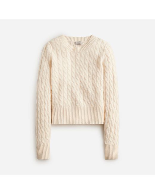 J.Crew Cashmere Shrunken Cable-knit Crewneck Sweater in Natural | Lyst