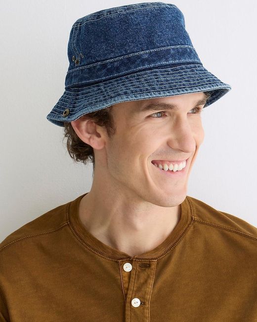 J.Crew Blue Denim Bucket Hat With Snaps for men