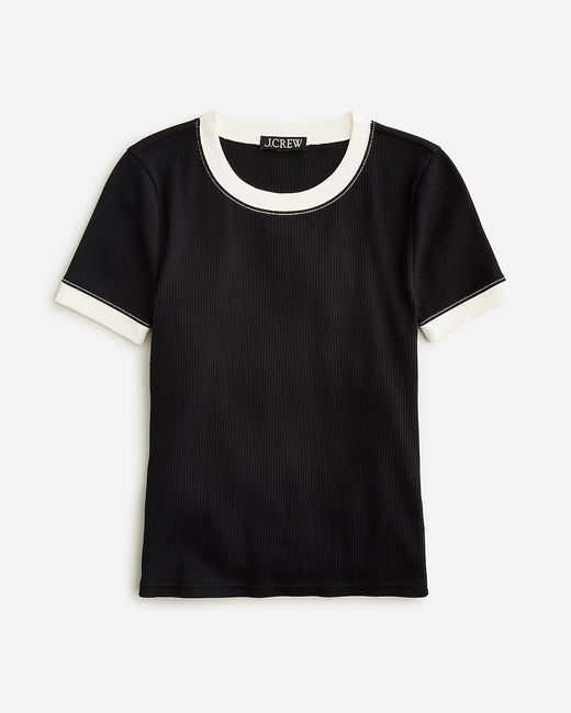 J.Crew Black Vintage Rib Shrunken T-Shirt With Contrast Trim