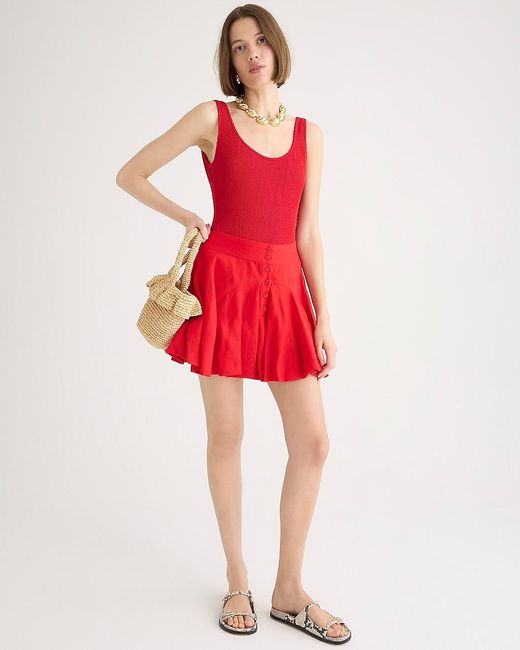 J.Crew Red Button-Up Mini Skirt