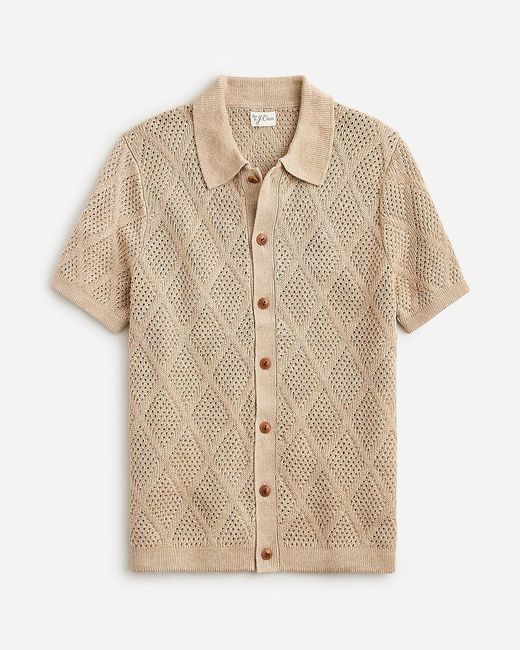 J.Crew Natural Short-Sleeve Linen Diamond-Stitch Sweater-Polo for men