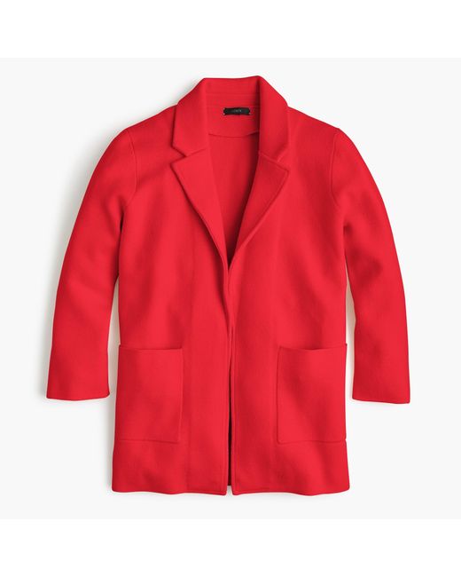 J.Crew Cotton Sophie Open-front Sweater-blazer in Bright Cerise (Red) | Lyst
