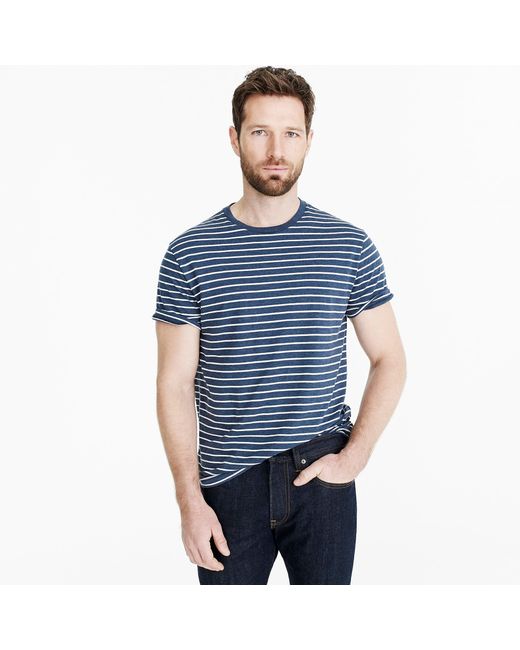 J.Crew Essential T-shirt In Blue Heather Stripe for men