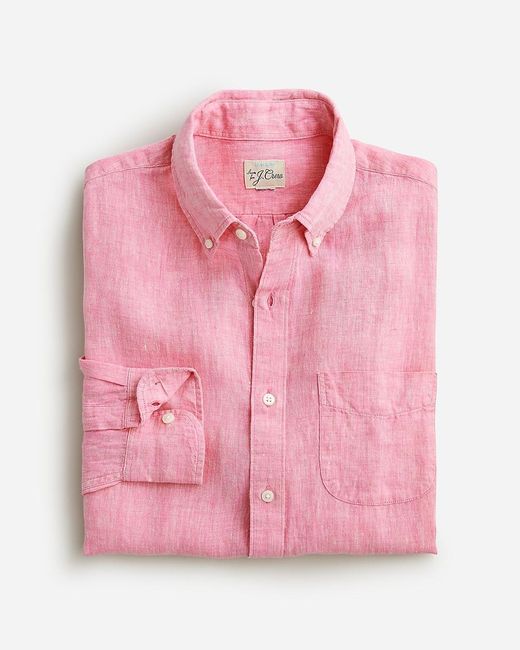 J.Crew Pink Slim Untucked Baird Mcnutt Irish Linen Shirt for men