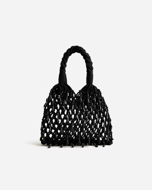J.Crew Black Small Cadiz Hand-Knotted Rope Tote With Beads