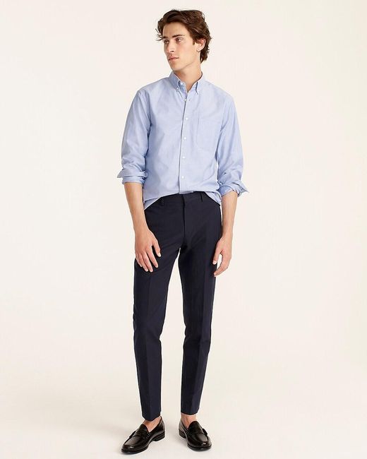 J.Crew Blue Ludlow Slim-fit Unstructured Suit Pant In Irish Cotton-linen Blend for men