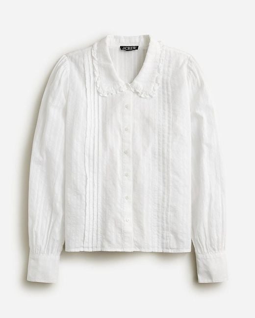 J.Crew White Lace-Collar Ruffle Button-Up Shirt