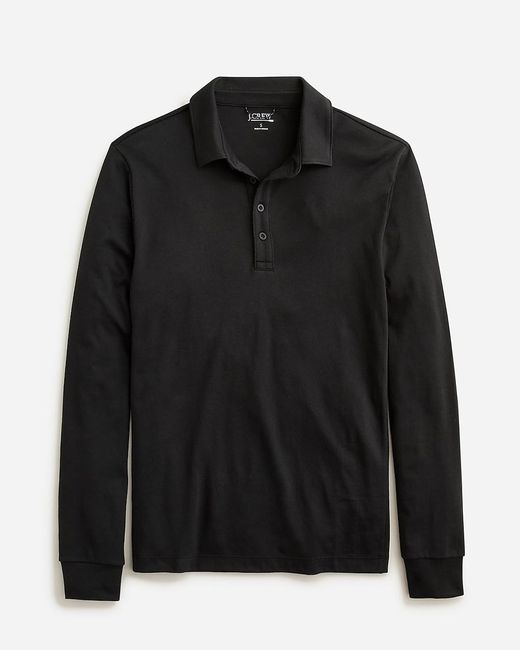 J.Crew Black Slim Long-Sleeve Performance Polo Shirt With Coolmax Technology for men