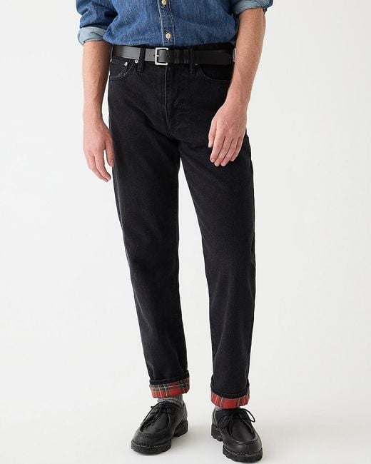 J.Crew Black Classic Flannel-Lined Jean for men