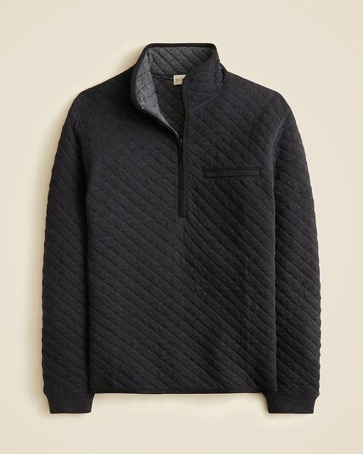 J.Crew Black Quilted Quarter-Zip Pullover for men