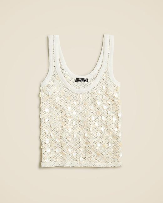 J.Crew White Crochet Shell-Embroidered Tank Top