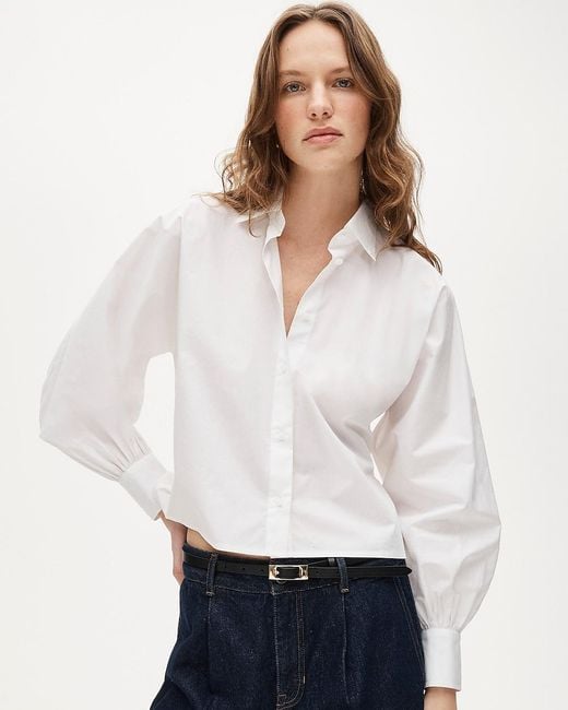 J.Crew White Dolman-Sleeve Button Down Shirt