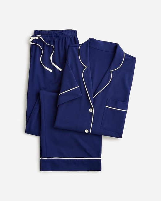 J.Crew Blue Short-Sleeve Pajama Pant Set