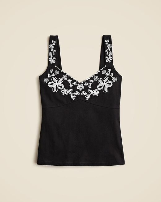 J.Crew Black Embroidered Tank Top