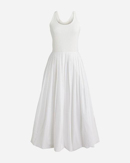 J.Crew White Fitted Tank Dress With Poplin Bubble Skirt