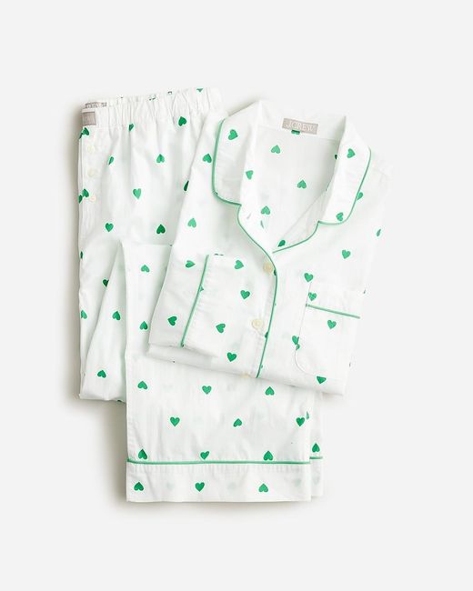 J.Crew White Long-Sleeve Cropped Cotton Poplin Pajama Pant Set