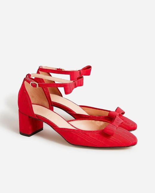 J.Crew Red Millie Bow Ankle-Strap Heels