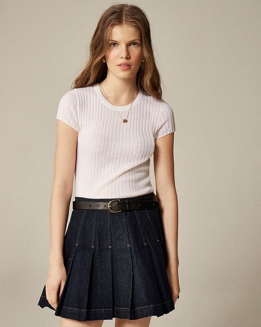 J.Crew White New Ribbed Featherweight Cashmere T-Shirt
