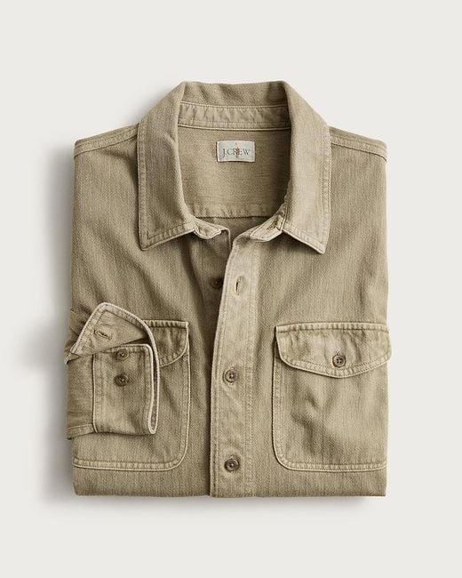 J.Crew Natural Herringbone Workshirt for men