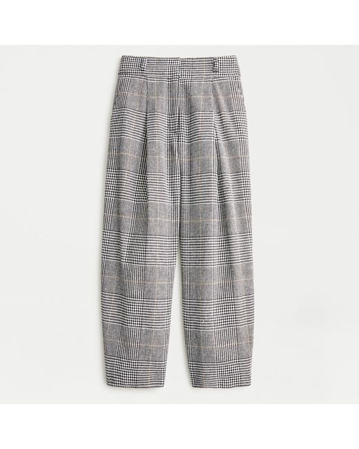 J.Crew Gray High-rise Tapered Pant In Glen Plaid