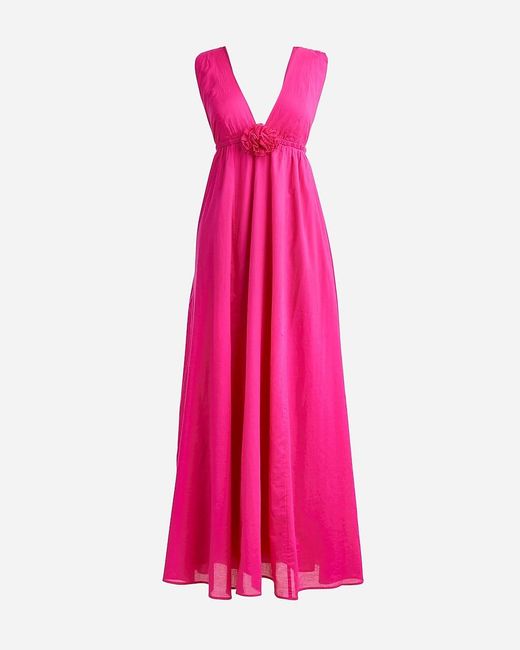 J.Crew Pink Rosette Plunge Dress