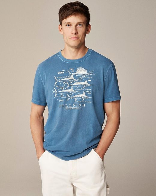 J.Crew Blue Vintage-Wash Cotton Graphic T-Shirt for men