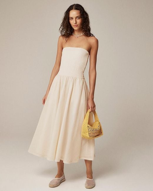 J.Crew Natural Strapless Mixy Dress