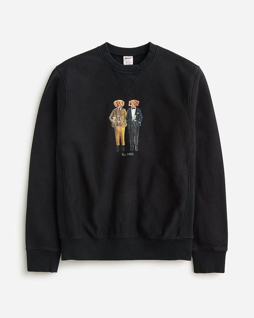 J.Crew Black Heritage 14 Oz. Fleece Dog Graphic Sweatshirt for men