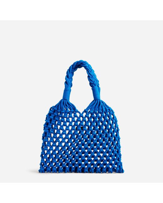 J.Crew Blue Small Cadiz Hand-knotted Rope Tote