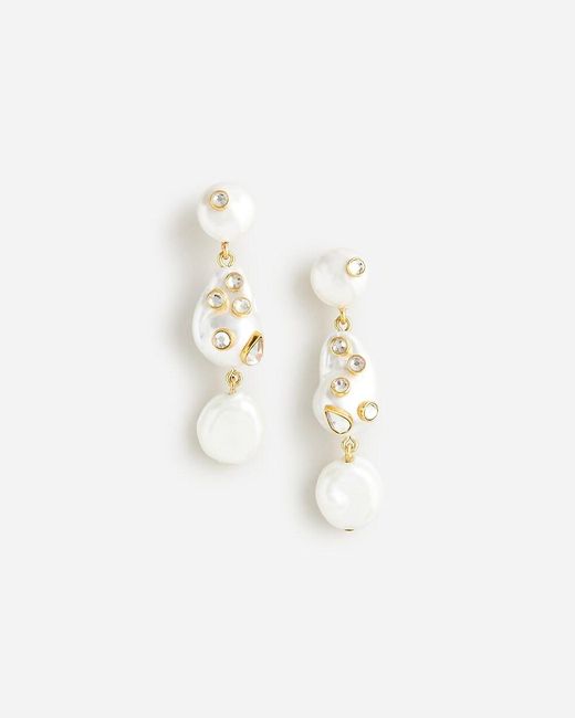 J.Crew White Embellished Pearl Drop Earrings