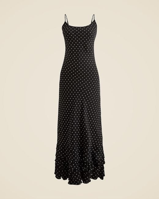 J.Crew Women's Black Ruffle-Hem Slip Dress