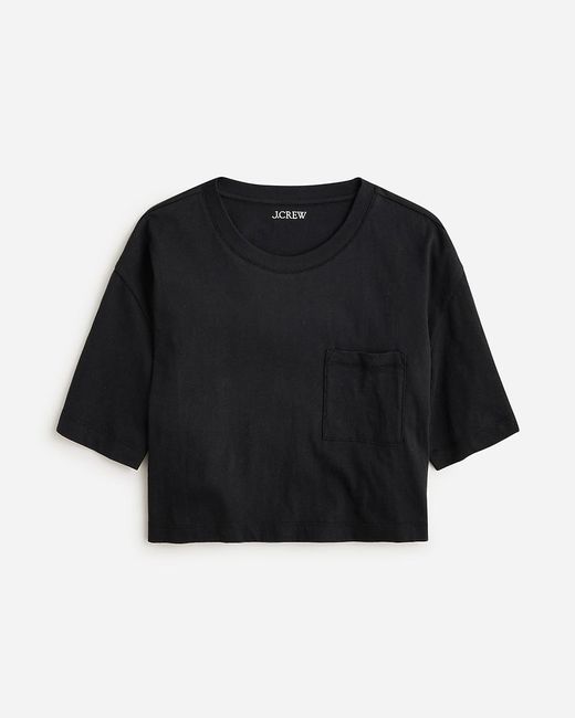 J.Crew Black Vintage Jersey Cropped Pocket T-Shirt