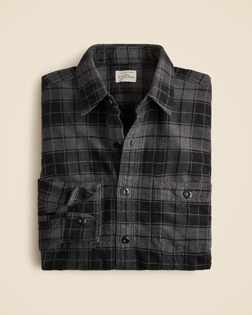 J.Crew Black Cotton-Hemp Blend Twill Workshirt for men