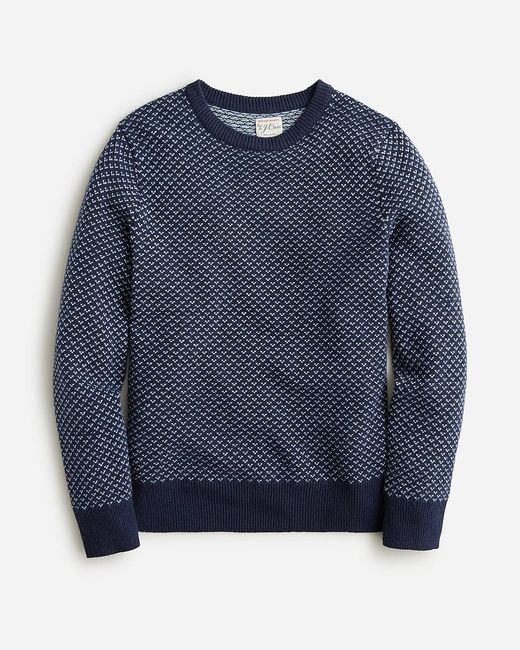J.Crew Blue Rugged Merino Wool-Blend Bird'S-Eye Sweater for men