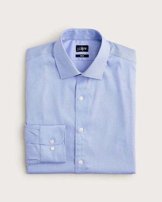 J.Crew Blue Slim Bowery Performance Stretch Dress Shirt With Spread Collar for men