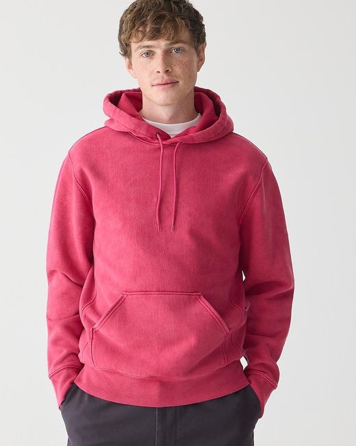 J.Crew Red Tall Washed Heritage 14 Oz. Fleece Hoodie for men