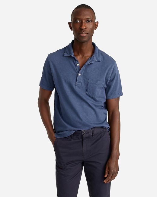 J.Crew Blue Slim Garment-Dyed Slub Jersey Polo Shirt for men